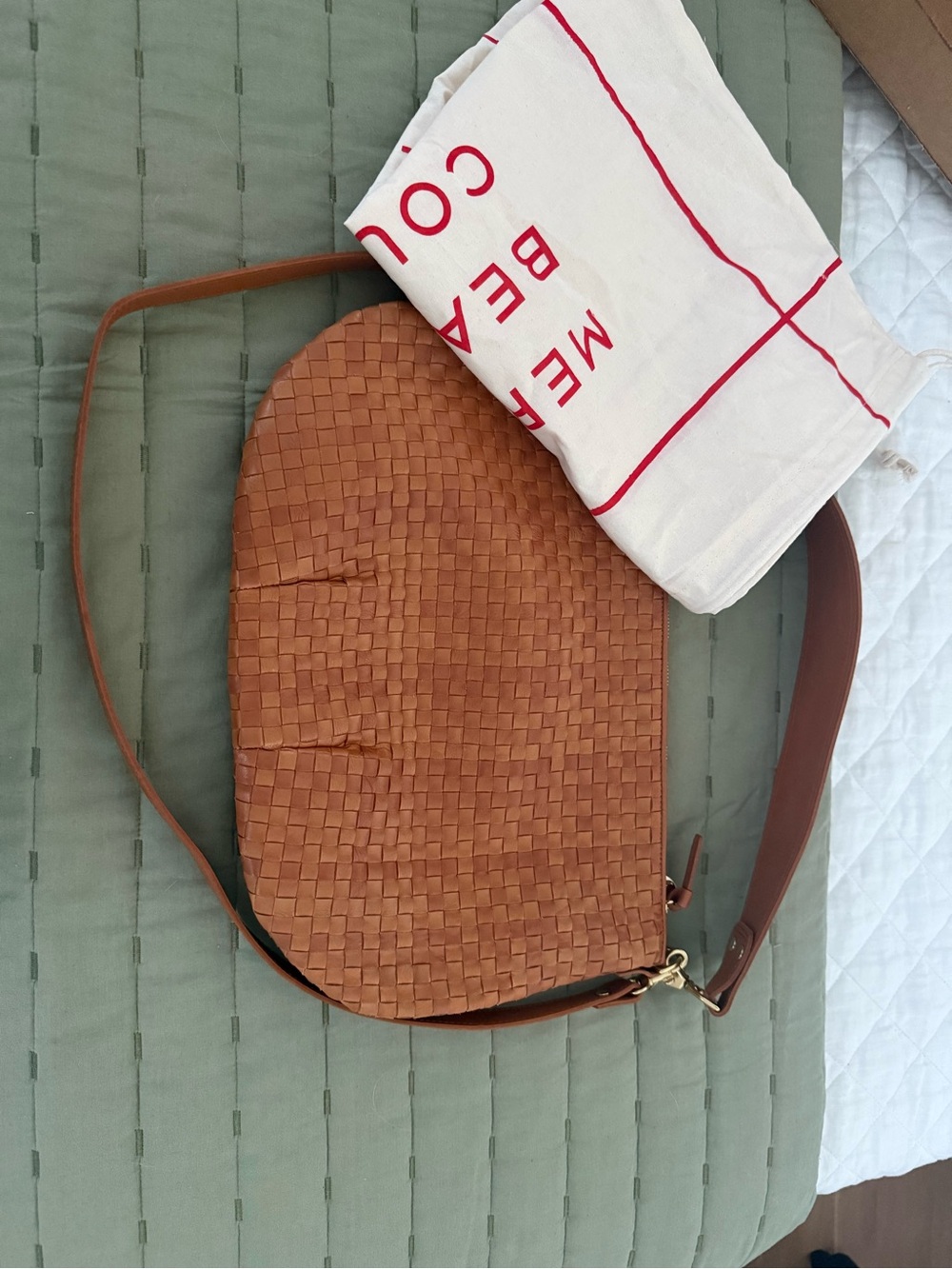 Clare V Moyer Messenger - Natural Woven Checker - Picture 2 of 7